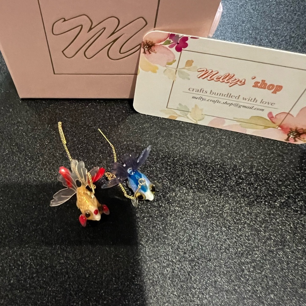 Koi Fish 18k chain dangle earrings